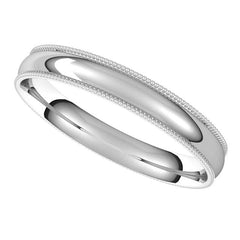 3mm Platinum Comfort Fit Milgrain Wedding Band