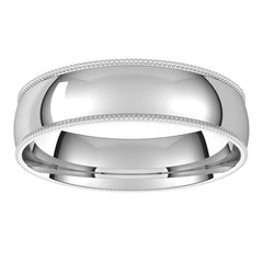 5mm Platinum Comfort Fit Milgrain Wedding Band