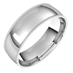 6mm Platinum Comfort Fit Milgrain Wedding Band