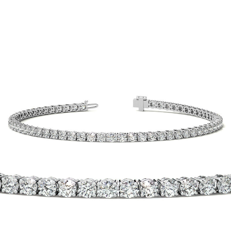 4-Prong 2.4mm Round Brilliant Moissanite Tennis Bracelet 3.0ct - 3.7ct