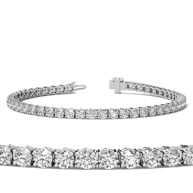 4-Prong 3mm Round Brilliant Moissanite Tennis Bracelet 4.7ct - 5.8ct