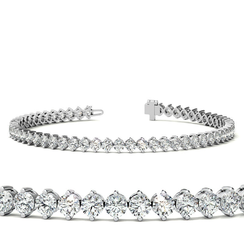 2-Prong 2.7mm Round Brilliant Moissanite Tennis Bracelet 4.2ct - 5.2ct