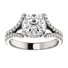 Cushion Split Shank Moissanite Engagement Ring
