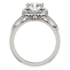 Cushion Split Shank Halo Moissanite Engagement Ring