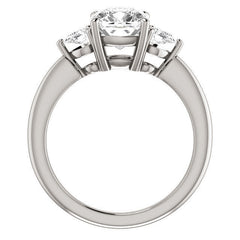 Cushion and Pear Moissanite 3-Stone Ring