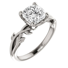 Cushion cut Solitaire with Floral Accents