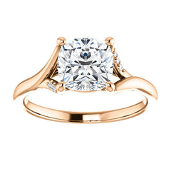 Cushion Split Shank Accented Cathedral Moissanite Engagement Ring