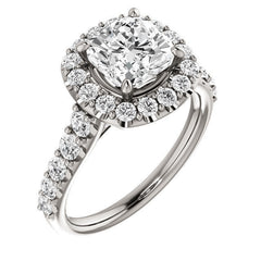 Cushion Cut Halo Cathedral Engagement Ring