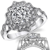Antique Halo Round Brilliant Moissanite Engagement Ring