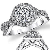 Split Shank Halo Cathedral Round Brilliant Moissanite Engagement Ring
