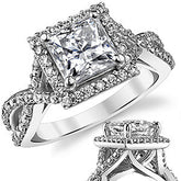 Split Shank Halo Cathedral Princess Moissanite Engagement Ring