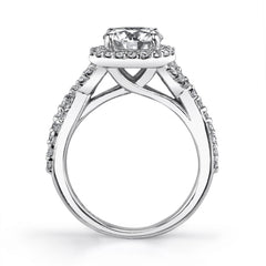 Split Shank Halo Cathedral Cushion Moissanite Engagement Ring