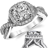 Split Shank Halo Cathedral Cushion Moissanite Engagement Ring