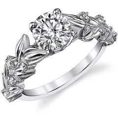 Flower Petal Round Brilliant Moissanite Engagement Ring