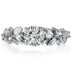 Flower Petal Round Brilliant Moissanite Engagement Ring