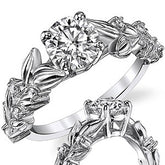 Flower Petal Round Brilliant Moissanite Engagement Ring
