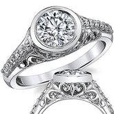 Round Brilliant Moissanite Bezel Set Engagement Ring