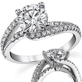 Bypass Cathedral Round Brilliant Moissanite Engagement Ring