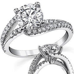 Bypass Cathedral Round Brilliant Moissanite Engagement Ring
