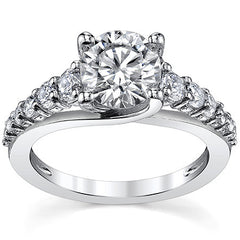 Trellis Cathedral Round Brilliant Moissanite Engagement Ring