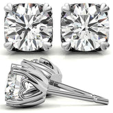 Hearts on Top Round Moissanite Stud Earrings