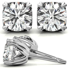 Hearts on Top Round Moissanite Stud Earrings