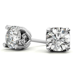 Hearts on Top Round Moissanite Stud Earrings
