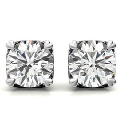 Hearts on Top Round Moissanite Stud Earrings