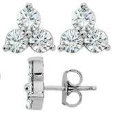 Round Moissanite Three Stone Earrings (3.5mm, 0.9ct) 14k W/Y