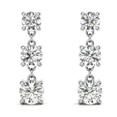 Round Moissanite Three Stone Earrings (5, 4.5, 4mm) 14k