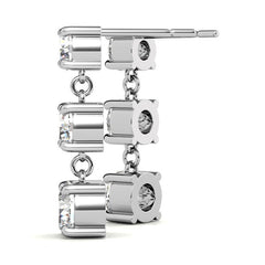 Round Moissanite Three Stone Earrings (5, 4.5, 4mm) 14k