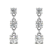 Round Moissanite Three Stone Earrings (4, 3.5, 3mm) 14k W/Y