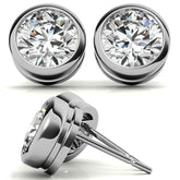 Round Bezel Moissanite Stud Earrings