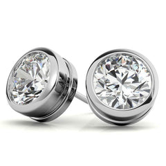 Round Bezel Moissanite Stud Earrings