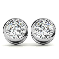 Round Bezel Moissanite Stud Earrings