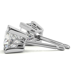 Princess Moissanite Vintage Scroll Stud Earrings