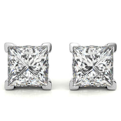 Princess Moissanite Vintage Scroll Stud Earrings