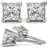 Princess Moissanite Vintage Scroll Stud Earrings