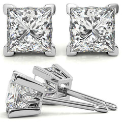 Princess Moissanite Vintage Scroll Stud Earrings