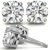 Platinum 4-Prong Low-Profile Round Moissanite Basket Stud Earrings