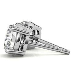 4-Prong Low-Profile Round Moissanite Basket Stud Earrings
