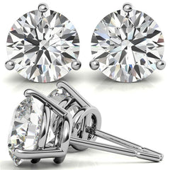 3-Prong Round Moissanite Basket Stud Earrings