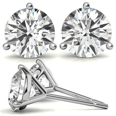 3-Prong Round Moissanite Martini Stud Earrings