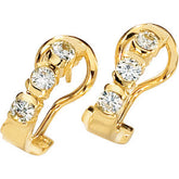 Round Moissanite J-Hoop Three Stone Earrings, 0.60ct