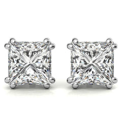 Split-Prong Princess Moissanite Stud Earrings