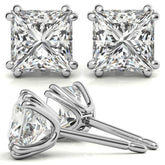 Split-Prong Princess Moissanite Stud Earrings