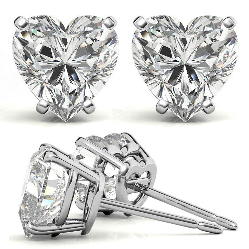 Heart Moissanite Basket Stud Earrings