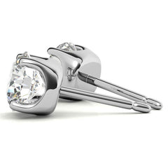 Crown 4-Prong Round Moissanite Stud Earrings