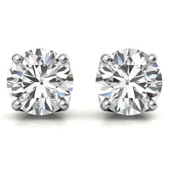 Crown 4-Prong Round Moissanite Stud Earrings