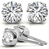 Crown 4-Prong Round Moissanite Stud Earrings